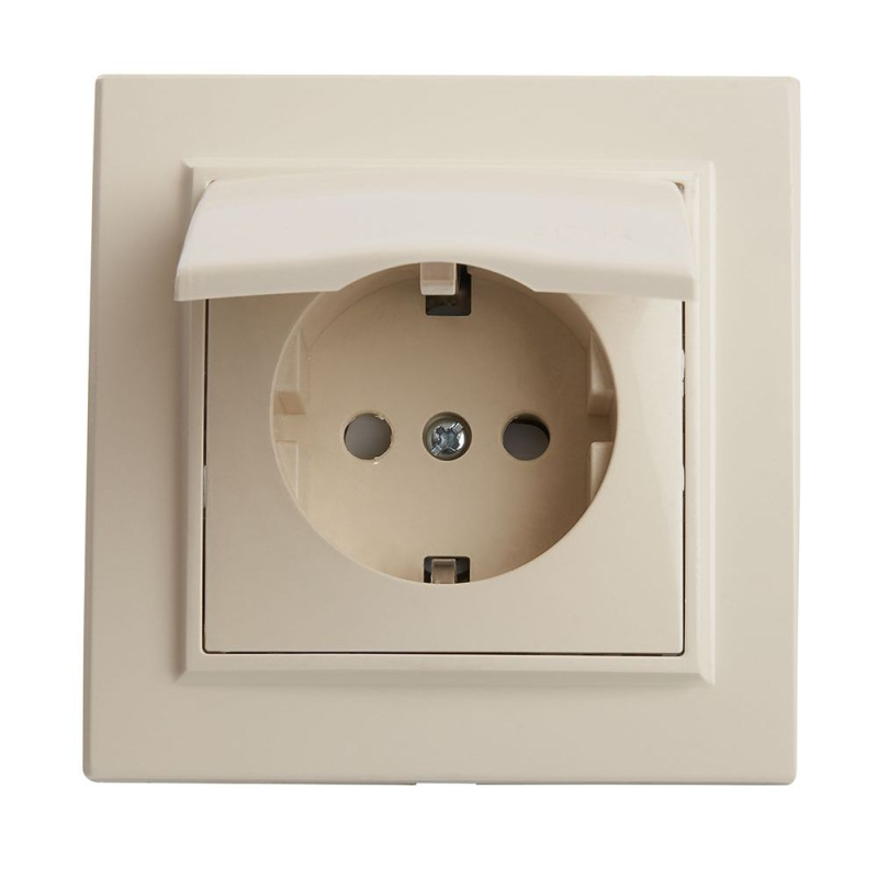 Розетка 1-местная с крышкой Stekker PST16-9012-02 с защитной шторкой 39238 в Санкт-Петербурге