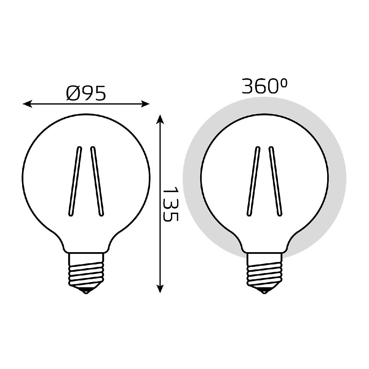 Лампа светодиодная филаментная диммируемая Gauss E27 6W 2400K груша золотая 105802006-D в Санкт-Петербурге