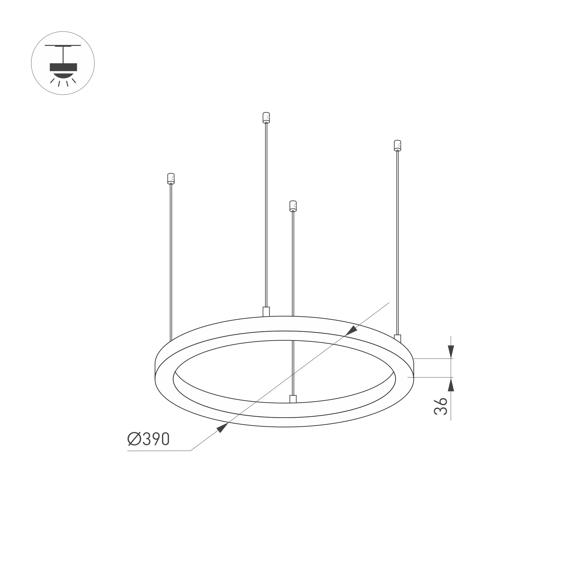 Подвесной светильник Arlight SP-LINE-HANG-ARC-O3535-D350-35W Warm3000 (BLACK, 230V) 037883 в Санкт-Петербурге