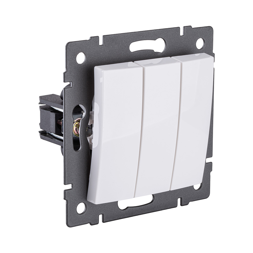 Выключатель 3-клавишный 10А/250В, изогнутый, белый Kollinger REA-R-012WH для Aspekt, Eleganz, Reflex в Санкт-Петербурге