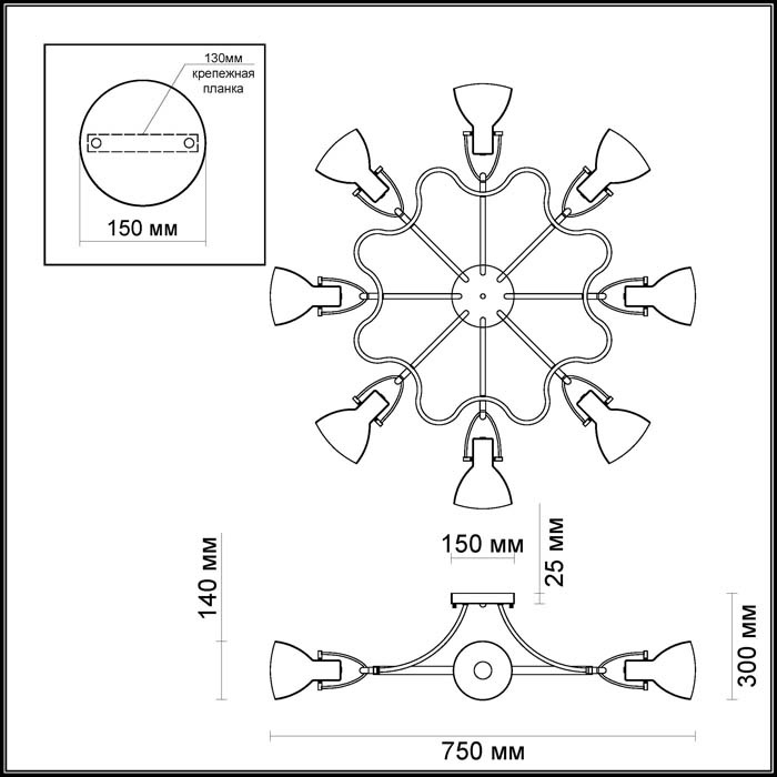 Потолочная люстра Odeon Light Credo 3952/8C в Санкт-Петербурге