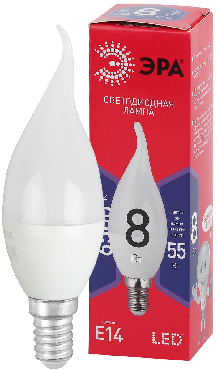 Лампа светодиодная Эра E14 8W 6500K LED BXS-8W-865-E14 R Б0045345 в Санкт-Петербурге