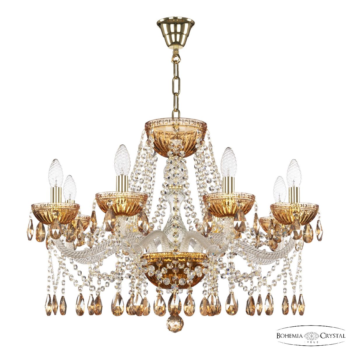 Подвесная люстра Bohemia Ivele Crystal 5413/8/240 G Amber/M-1G K721 в Санкт-Петербурге