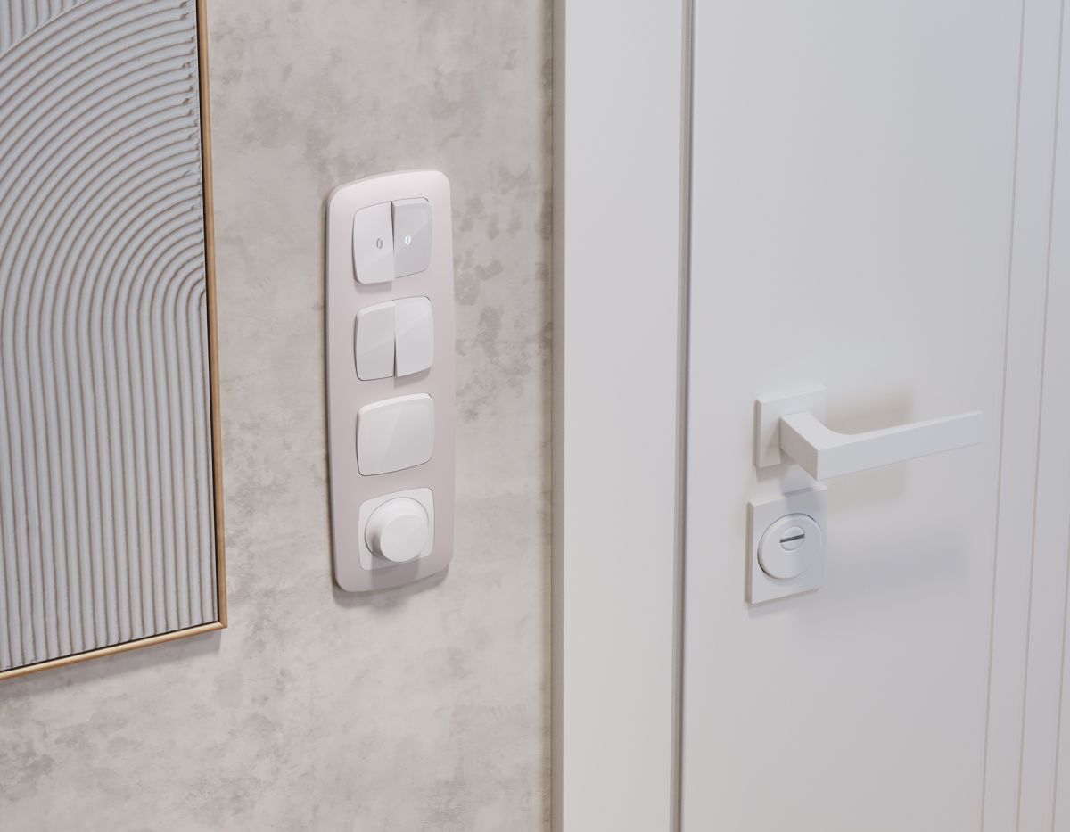 Комплект механизма 2-клавишного перекрестного выключателя Ambrella Volt 10A-250V OMEGA MO103030 Белый глянец QUANT (OP1030, VM125) в Санкт-Петербурге