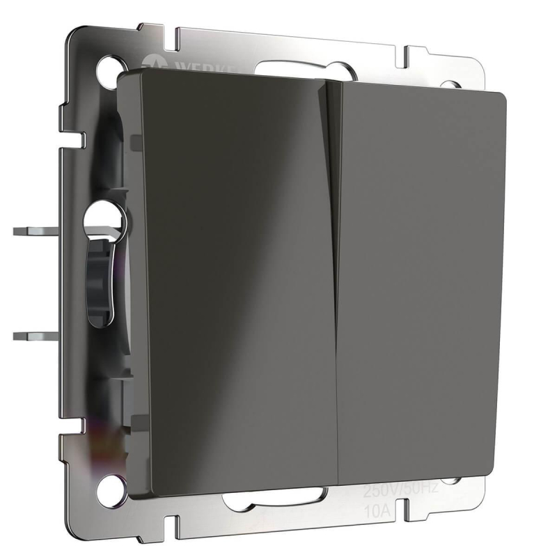 Выключатель Werkel двухклавишный проходной серо-коричневый WL07-SW-2G-2W 4690389086694 в Санкт-Петербурге