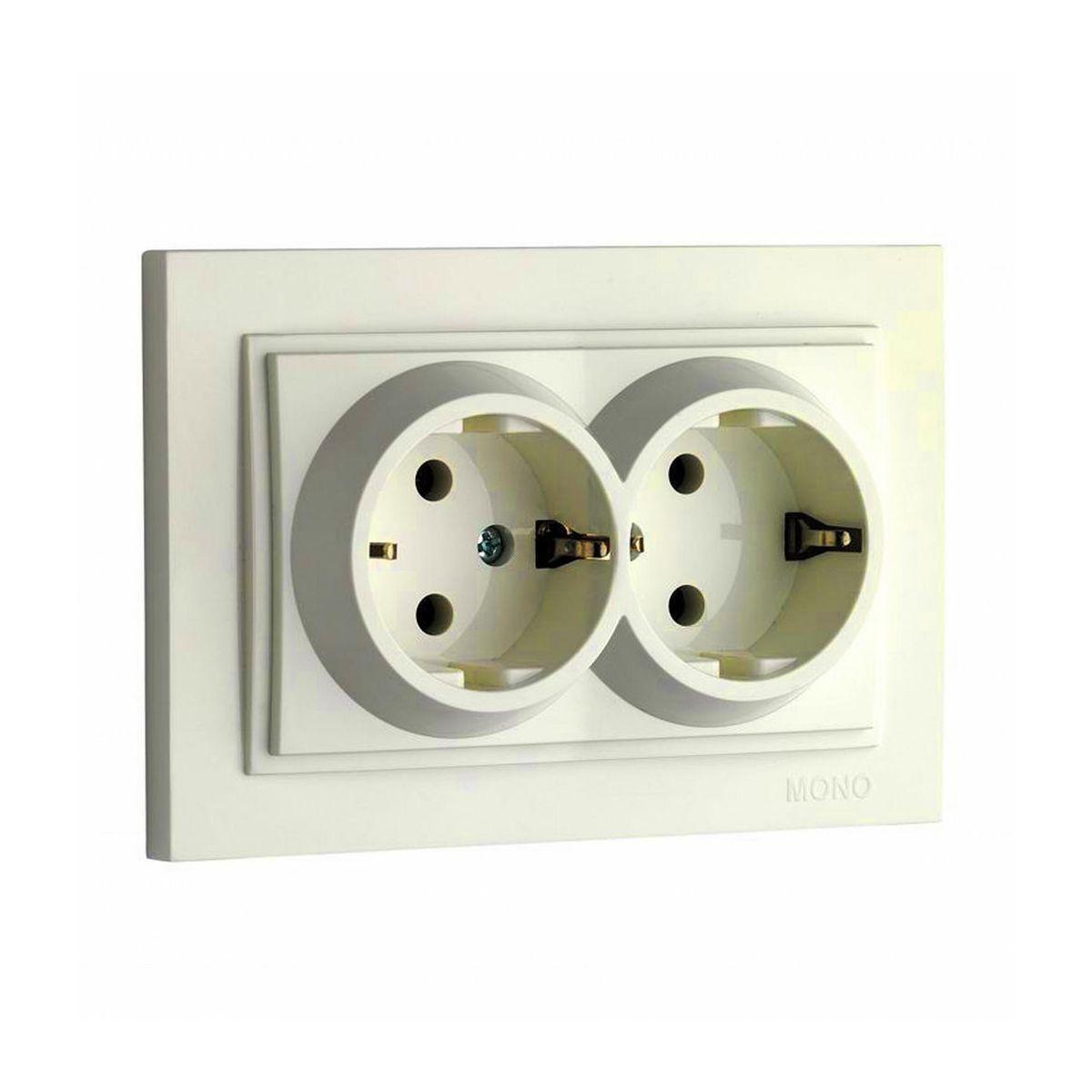 Розетка с заземлением двойная Mono Electric Despina 16А 250В крем 102-170004-120 в Санкт-Петербурге