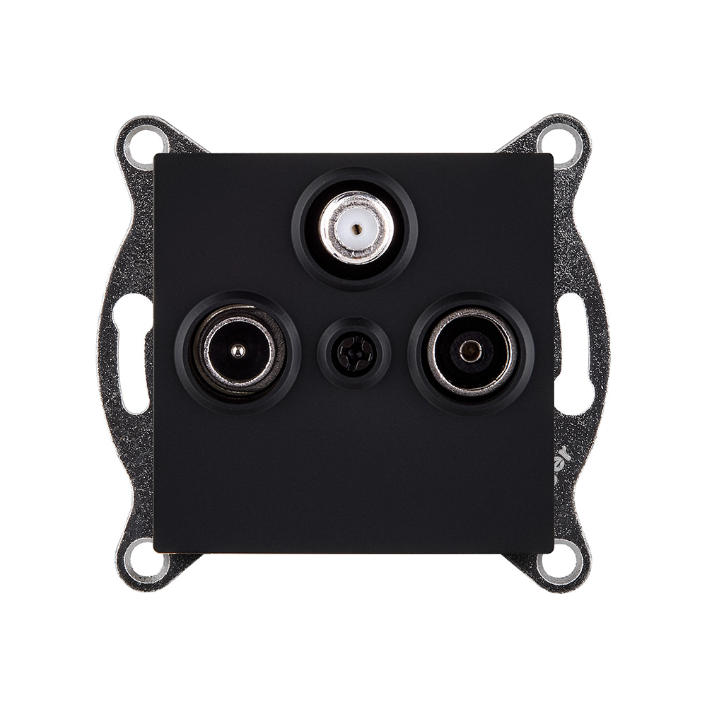 Розетка тройная TV (мама) + TV (папа) + спутниковая SAT, черный матовый Kollinger REA-036BM для Aspekt, Eleganz, Reflex в #REGION_NAME_DECLINE_PP#