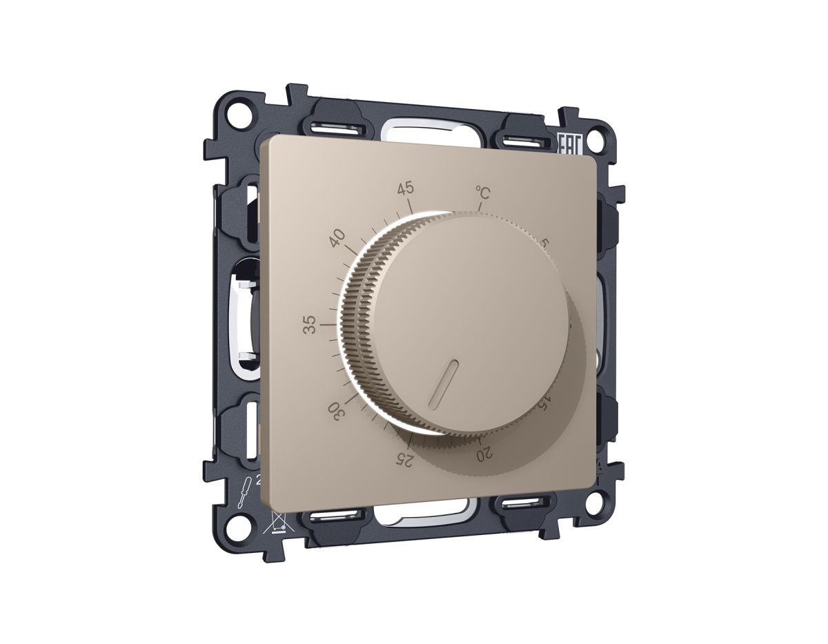 Комплект механизма терморегулятора с датчиком для теплого пола с подсветкой 16A-250V Alfa Серо-бежевый матовый Quant Ambrella Volt MA365710 (AP3657, VM1381) в Санкт-Петербурге