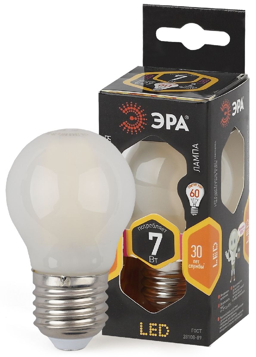 Лампа светодиодная Эра E27 7W 2700K F-LED P45-7W-827-E27 frost Б0027958 в Санкт-Петербурге