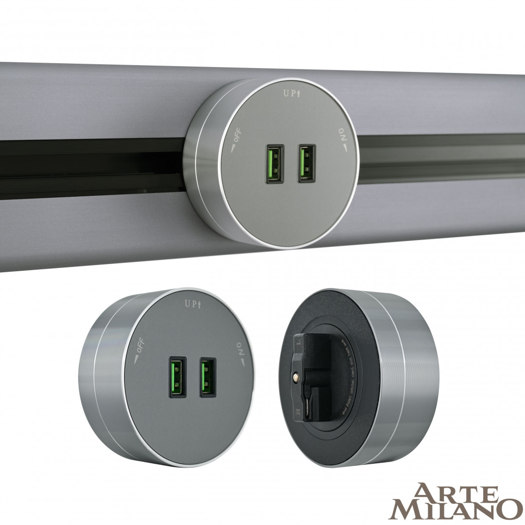 Трековая розетка Arte Milano Am-track-sockets 380011TS/USBx2 Grey в Санкт-Петербурге