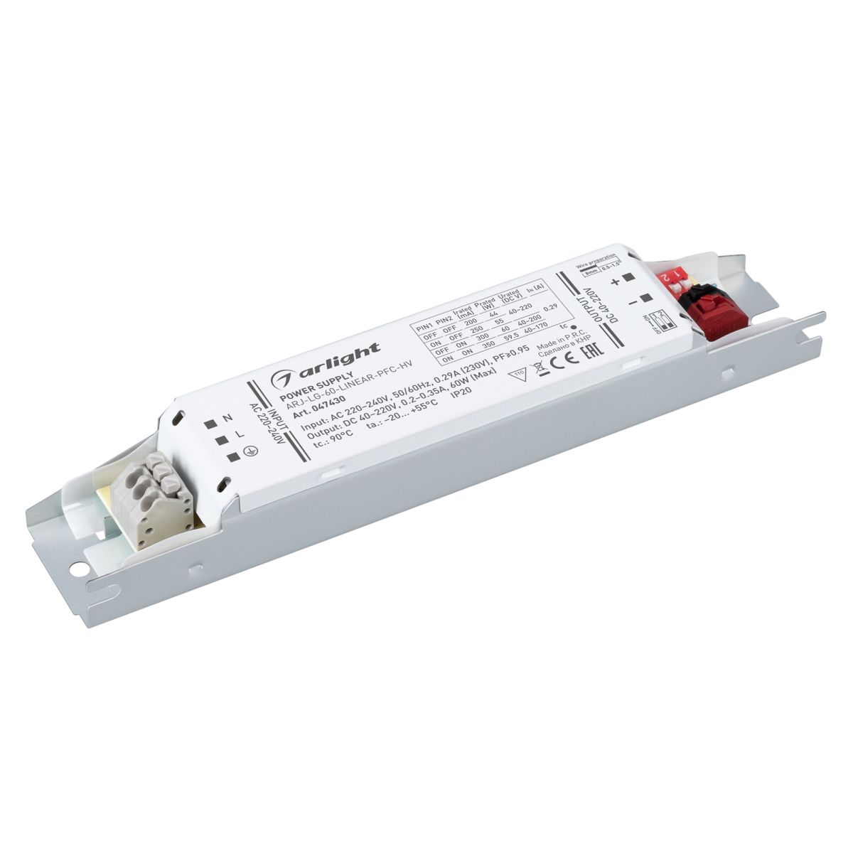 Блок питания Arlight ARJ-LG-60-LINEAR-PFC-HV (60W, 40-220V, 0.2-0.35A) (IP20 Металл) 047430 в #REGION_NAME_DECLINE_PP#