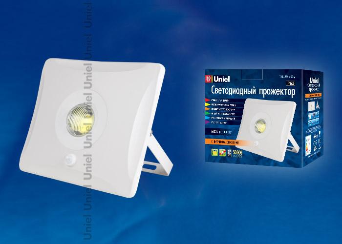 Прожектор светодиодный (UL-00000392) Uniel 30W 6000K ULF-F31-30W/DW SENSOR IP65 100-265В White в Санкт-Петербурге