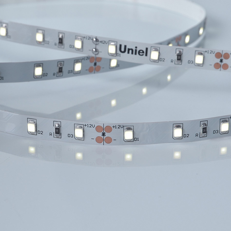 Светодиодная лента Uniel ULS-M11-2835-60LED/m-8mm-IP20-DC12V-4,8W/m-5M-6500K PROFI катушка в герметичной упаковке в Санкт-Петербурге