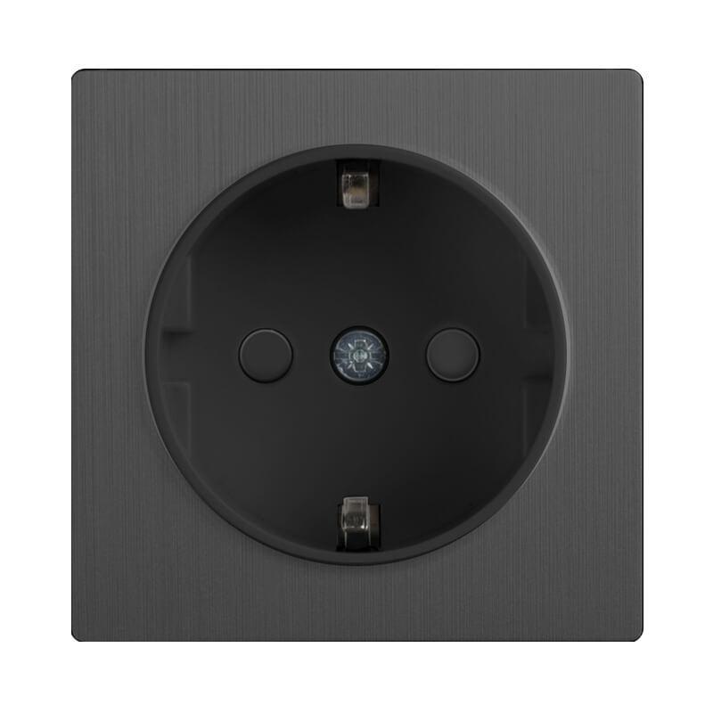 Розетка Werkel с заземлением и шторками Графит рифленый WL04-SKGS-01-IP44 4690389146008 в Санкт-Петербурге