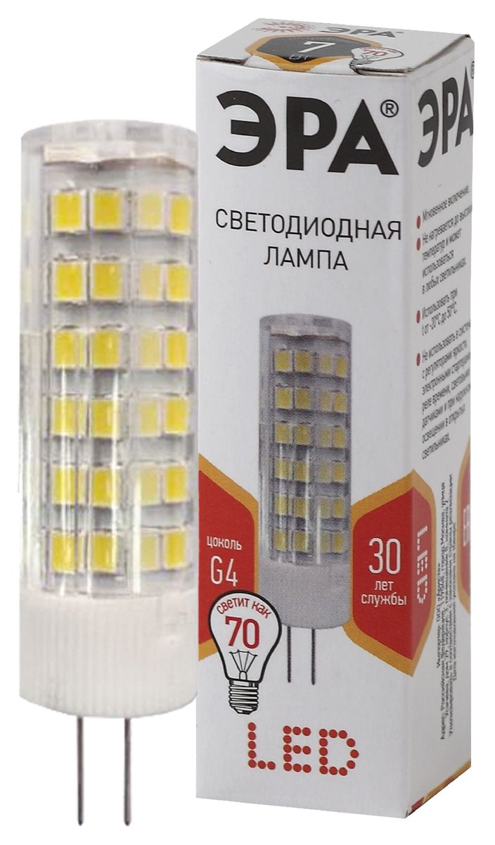 Лампа светодиодная Эра G4 7W 2700K LED JC-7W-220V-CER-827-G4 Б0027859 в #REGION_NAME_DECLINE_PP#
