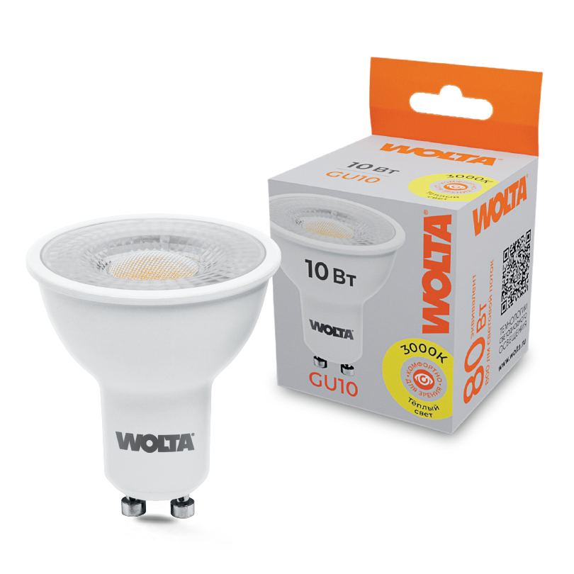 Светодиодная лампа WOLTA 10Вт 3000K GU10 матовая WSTD-PAR16-220V10W3KGU10-L в Санкт-Петербурге