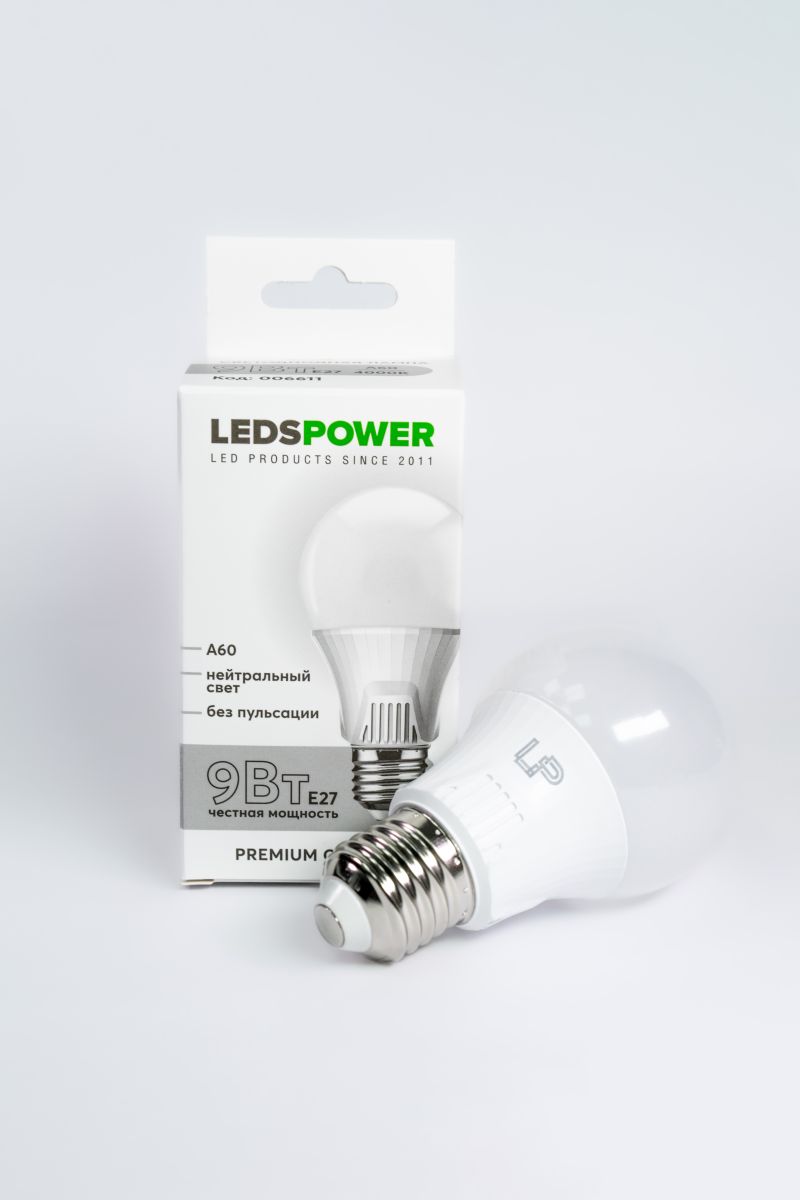Светодиодная лампа LEDS POWER A60 E27 9Вт 4000К 006611 в Санкт-Петербурге