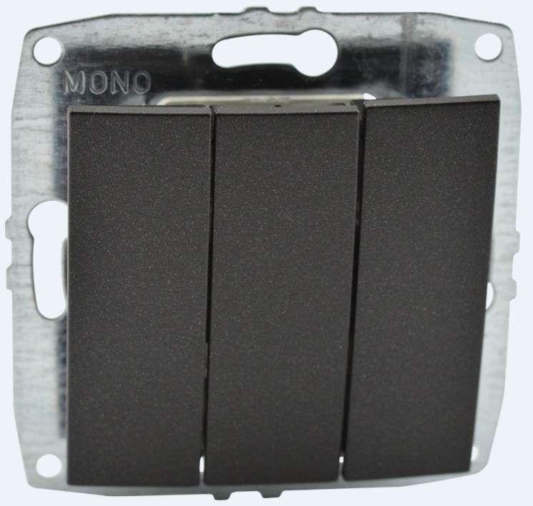 Выключатель трехклавишный Mono Electric Despina-Larissa 10А 250В графит 500-002022-114 в Санкт-Петербурге