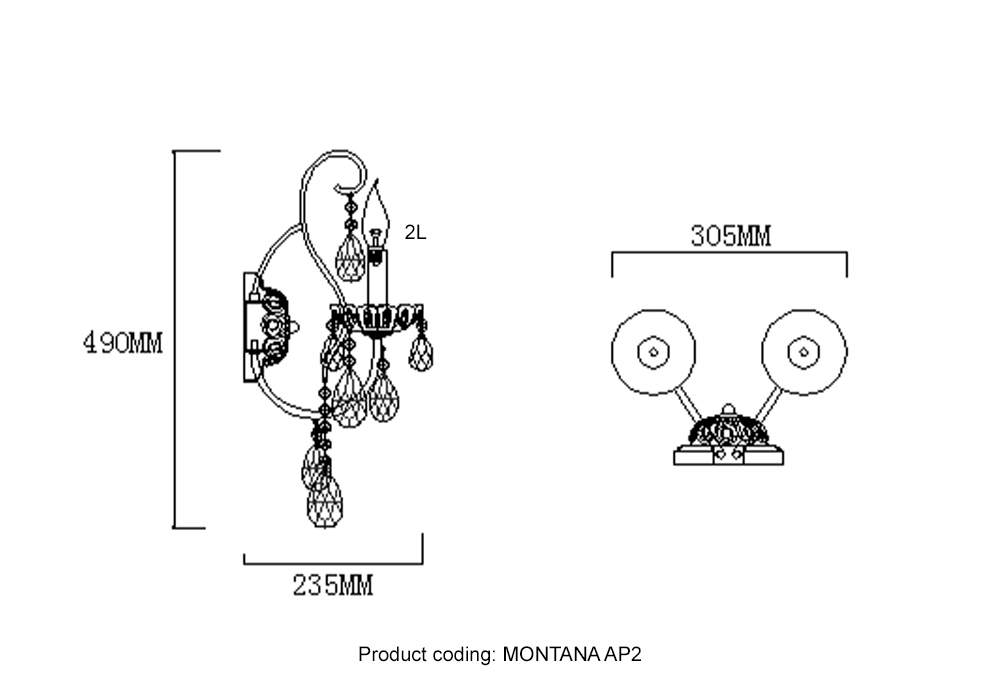 Бра Crystal Lux MONTANA AP2 в Санкт-Петербурге