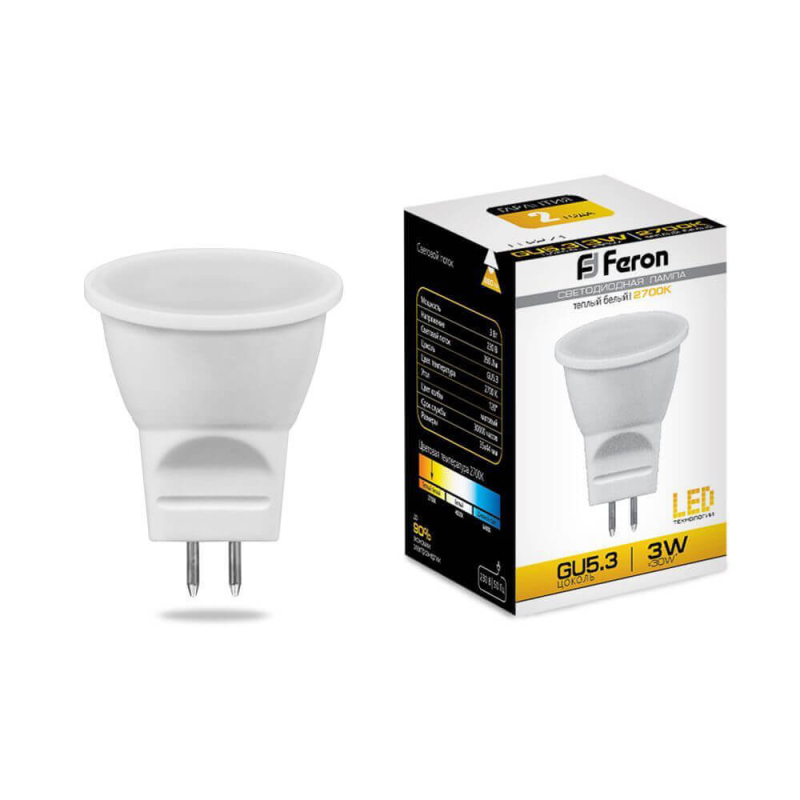 Лампа светодиодная Feron G5.3 3W 2700K матовая LB-271 25551 в #REGION_NAME_DECLINE_PP#