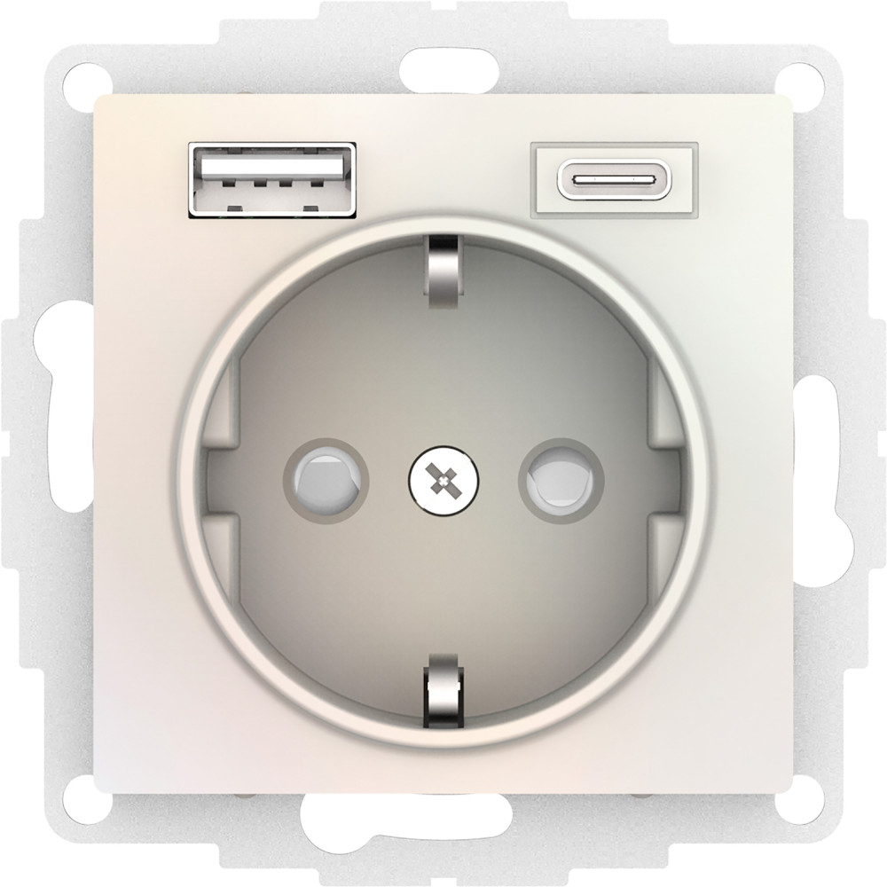 Розетка 16А с USB A+C (5В/2,4А/3 А, 2х5В/1,5А), мех Systeme Electric AtlasDesign Жемчуг ATN000432 в Санкт-Петербурге