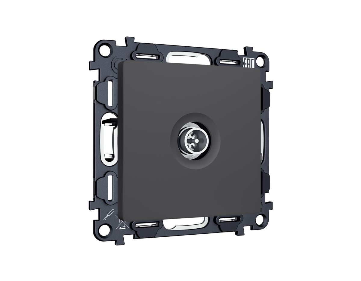 Комплект механизма TV розетки оконечной экранированной 5-1000MHz 3dB Alfa Графит мягкое касание Quant Ambrella Volt MA913005 (AP9130, VM199) в #REGION_NAME_DECLINE_PP#