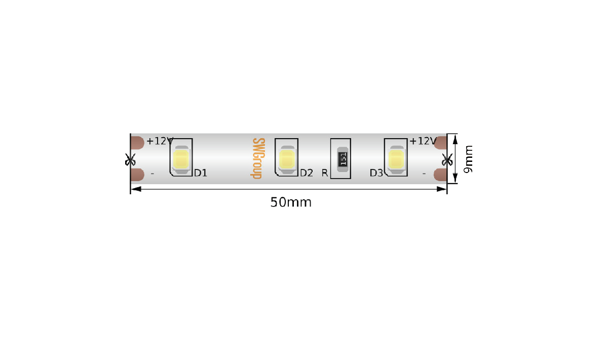 Светодиодная лента SWG Standard 12В 2835 4,8Вт/м 2700-3200K 5м IP66 SWG260-12-4.8-WW-66-M 019158 в #REGION_NAME_DECLINE_PP#