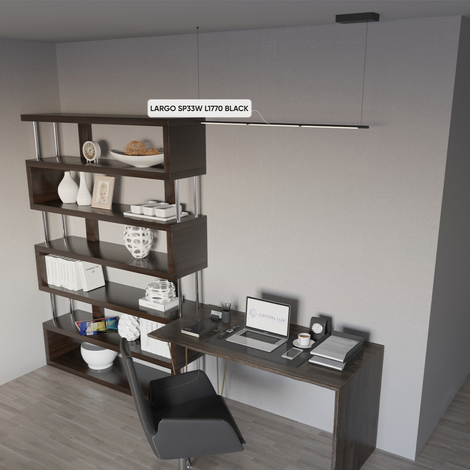 Подвесной светодиодный светильник Crystal Lux Largo SP33W L1770 Black в Санкт-Петербурге