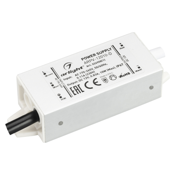 Блок питания Arlight ARPV-12010-D 12V 10W IP67 0,83A 026908(1) в Санкт-Петербурге