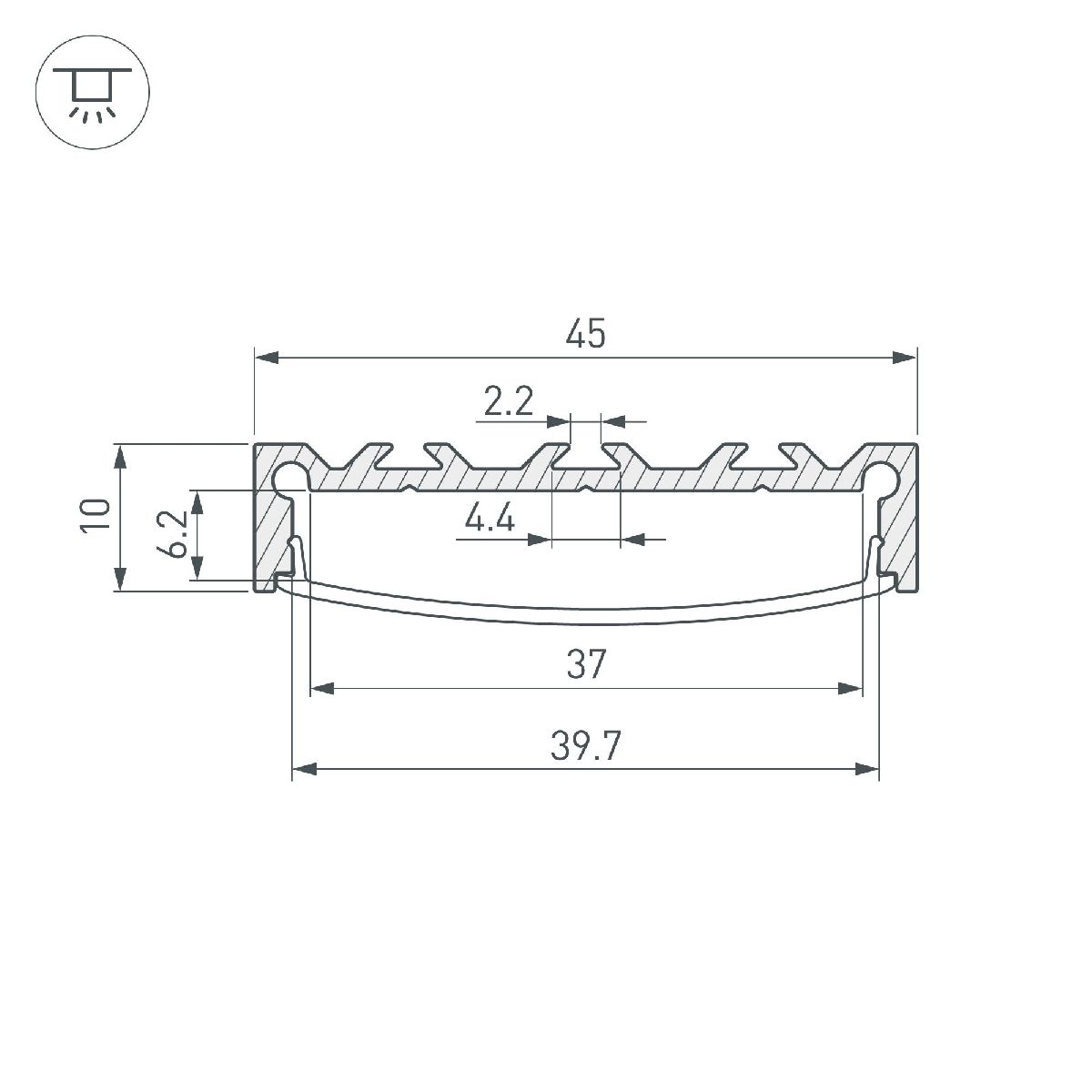 Алюминиевый профиль Arlight LINE-4510-2000 ANOD 049248 в Санкт-Петербурге