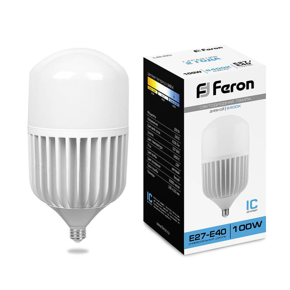 Лампа светодиодная Feron E27-E40 100W 6400K Цилиндр Матовая LB-65 25827 в #REGION_NAME_DECLINE_PP#