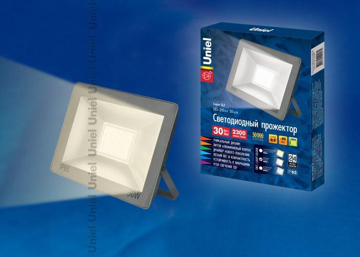 Прожектор светодиодный (UL-00001850) Uniel 30W 3000K ULF-F15-30W/WW IP65 185-240В Silver в Санкт-Петербурге