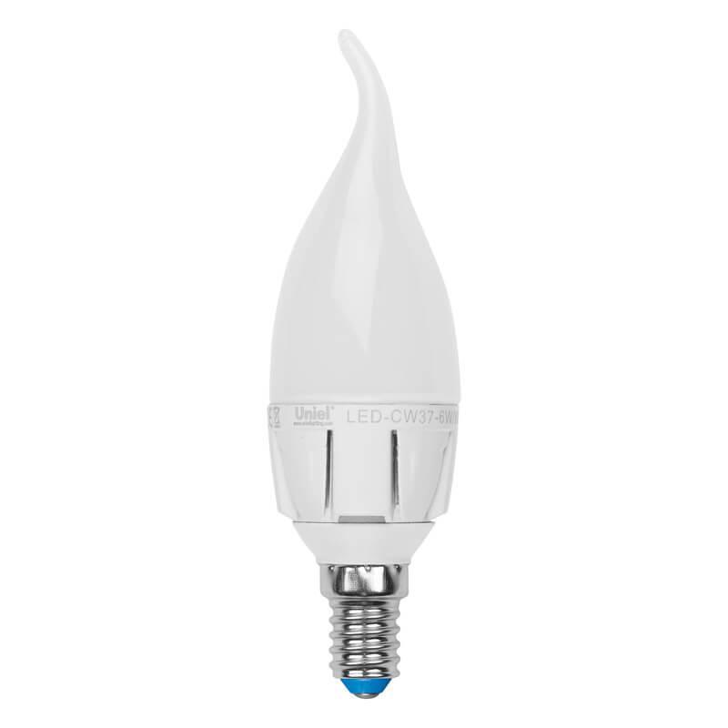 Лампа светодиодная (08137) Uniel E14 6W 3000K матовая LED-CW37-6W/WW/E14/FR ALM01WH в Санкт-Петербурге