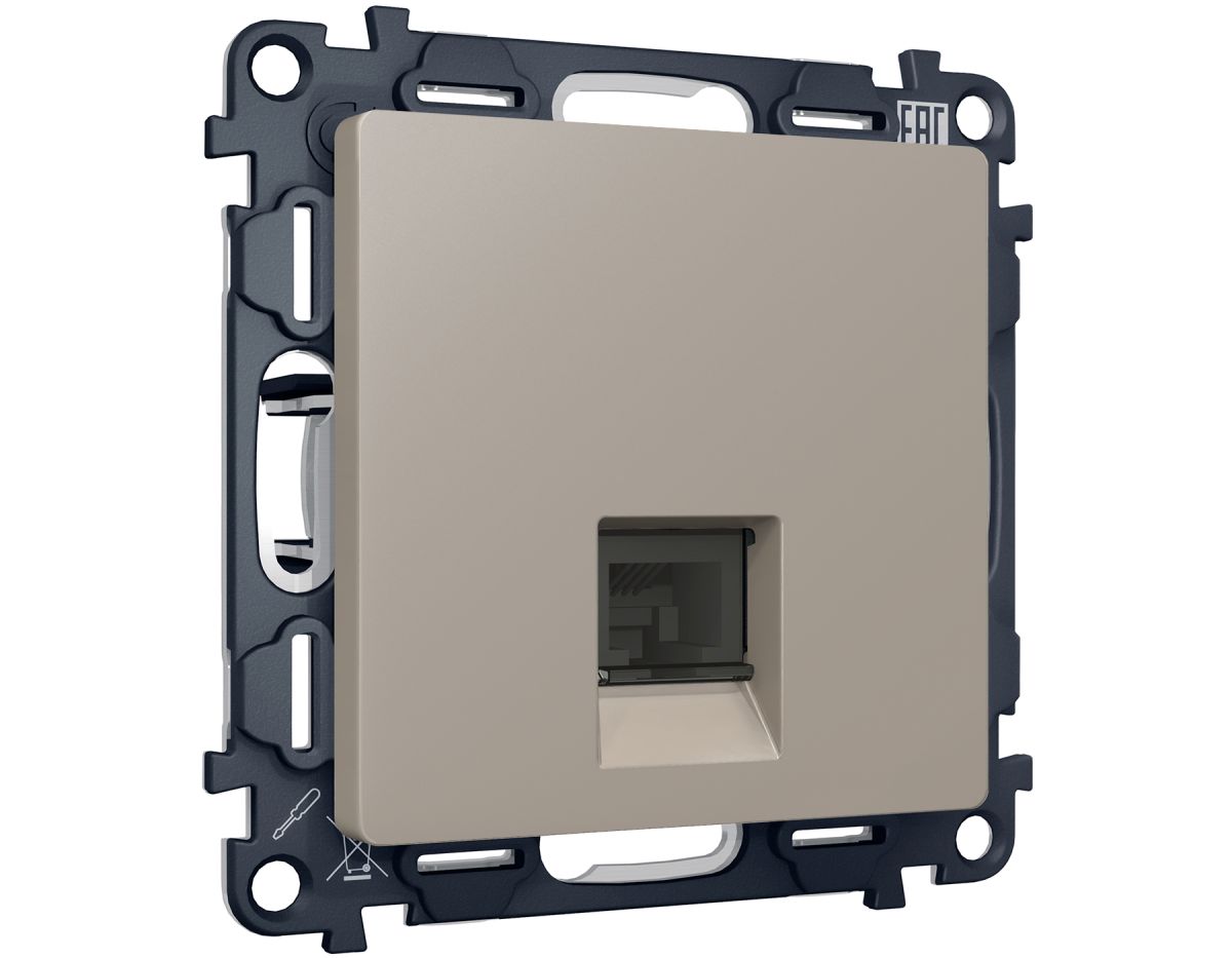 Комплект мех-ма компьютерной розетки RJ-45 экранированной с автоматической защитной шторкой Alfa Серо-бежевый матовый Quant Ambrella Volt MA372005 (AP3720, VM185) в #REGION_NAME_DECLINE_PP#