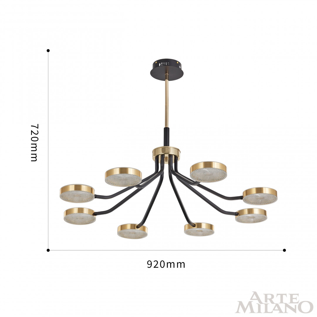 Люстра на штанге Arte Milano Ferrara 276079/8 BK/GD в #REGION_NAME_DECLINE_PP#