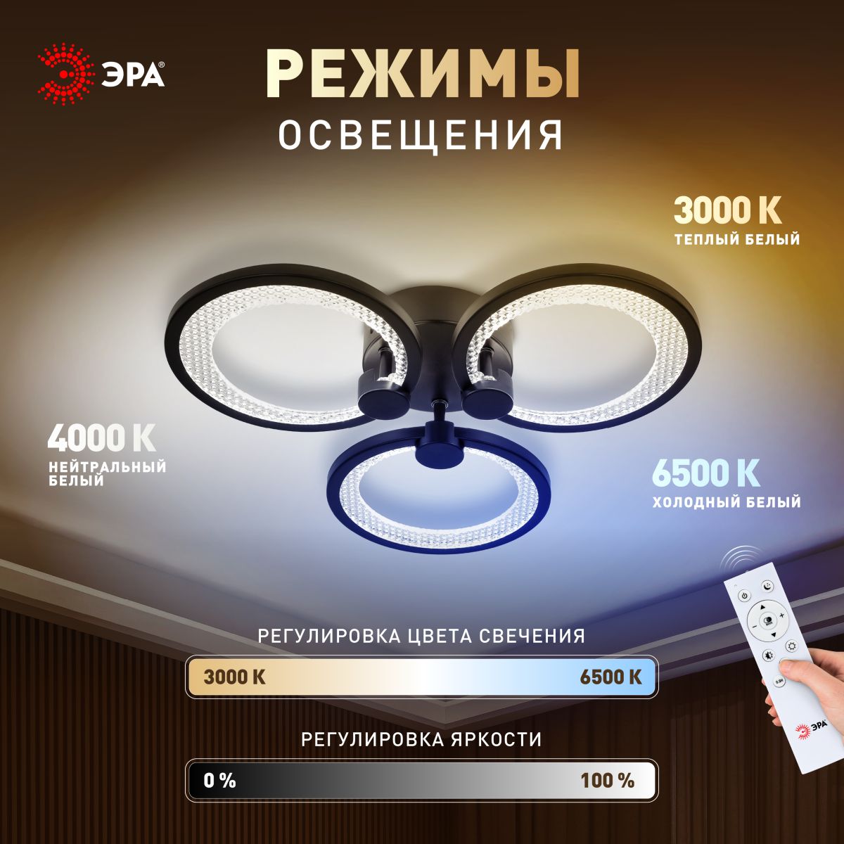 Потолочный светильник Эра Модерн Odry CLL-1-46W 3K-6,5K RC BK в #REGION_NAME_DECLINE_PP#