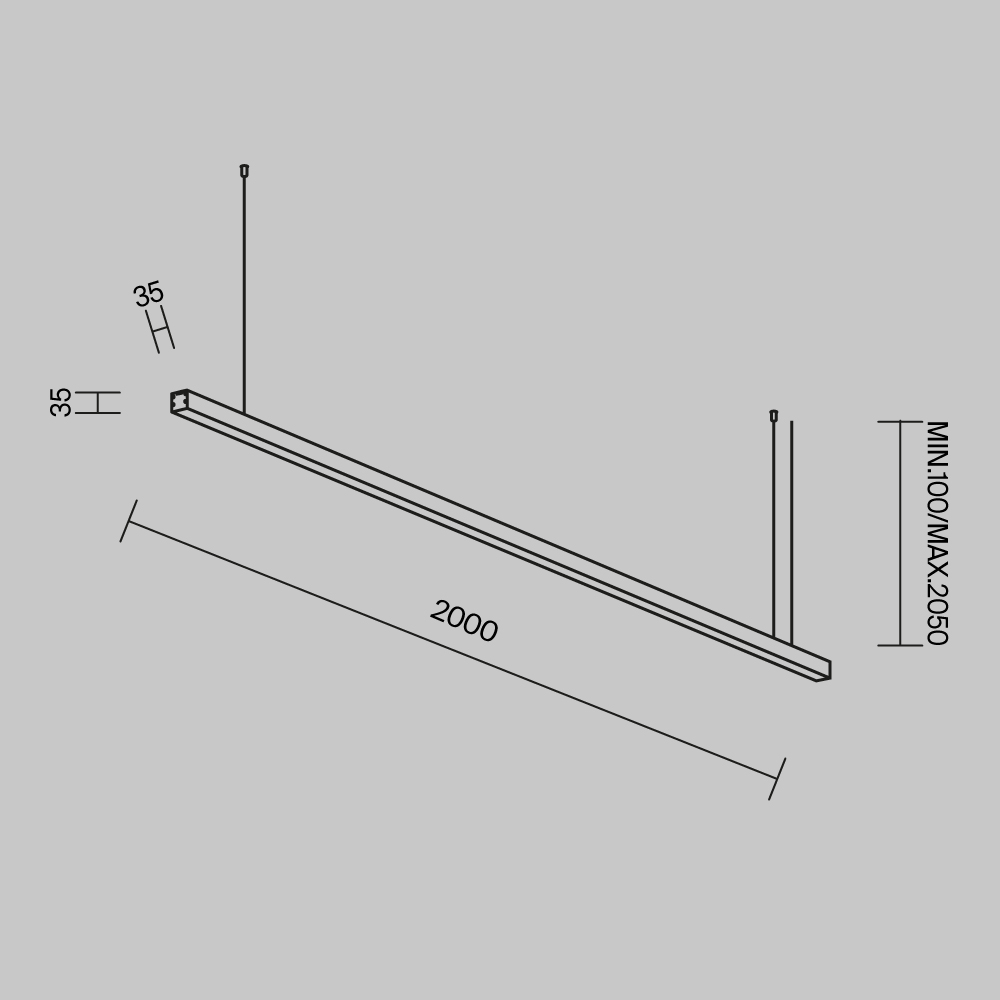 Линейный подвесной светильник Maytoni Technical 3000K 35x35 (Черный, 2 м) LL312015 в #REGION_NAME_DECLINE_PP#