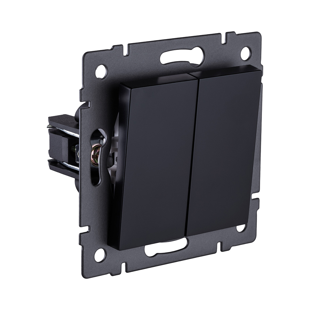 Выключатель 2-клавишный проходной 10А/250В, черный Kollinger REA-S-009BK для Aspekt, Eleganz, Reflex в Санкт-Петербурге