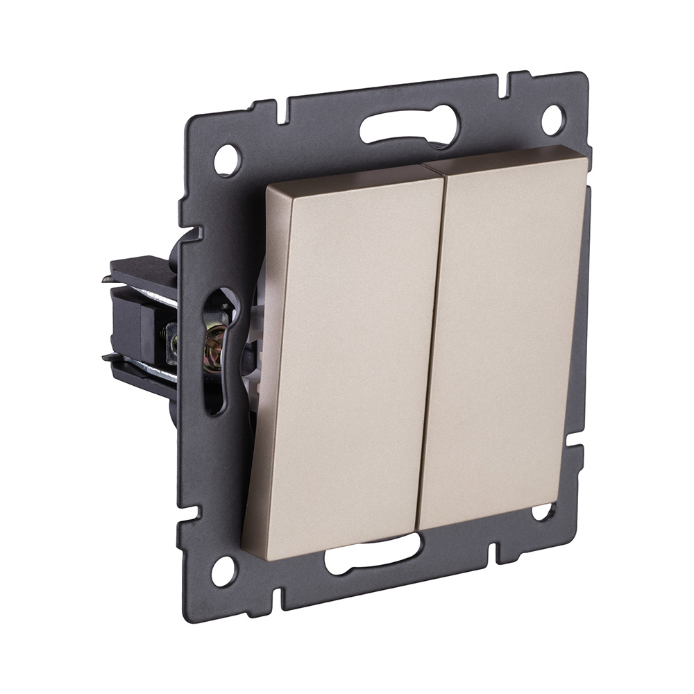 Выключатель кнопочный 2-клавишный 10А/250В, золотой Kollinger REA-S-011GD для Aspekt, Eleganz, Reflex в Санкт-Петербурге