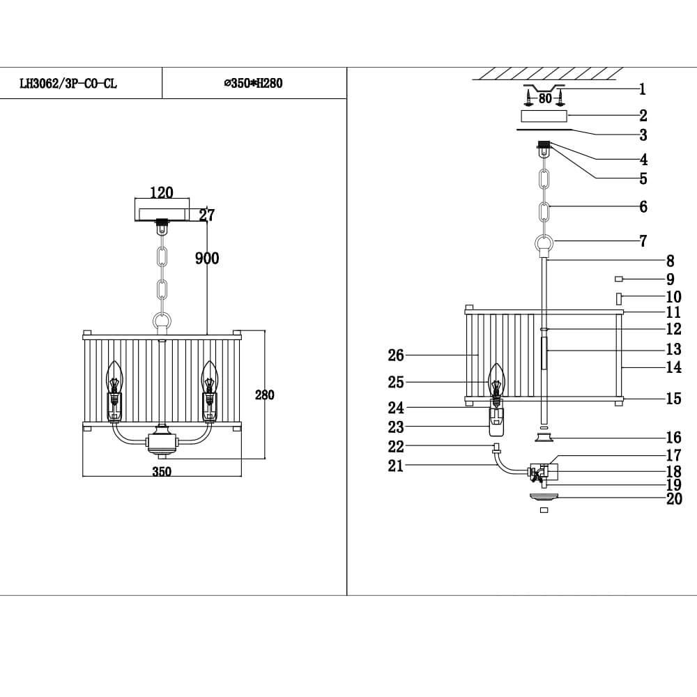 Подвесная люстра Lumien Hall Lenora LH3062/3P-CO-CL в Санкт-Петербурге