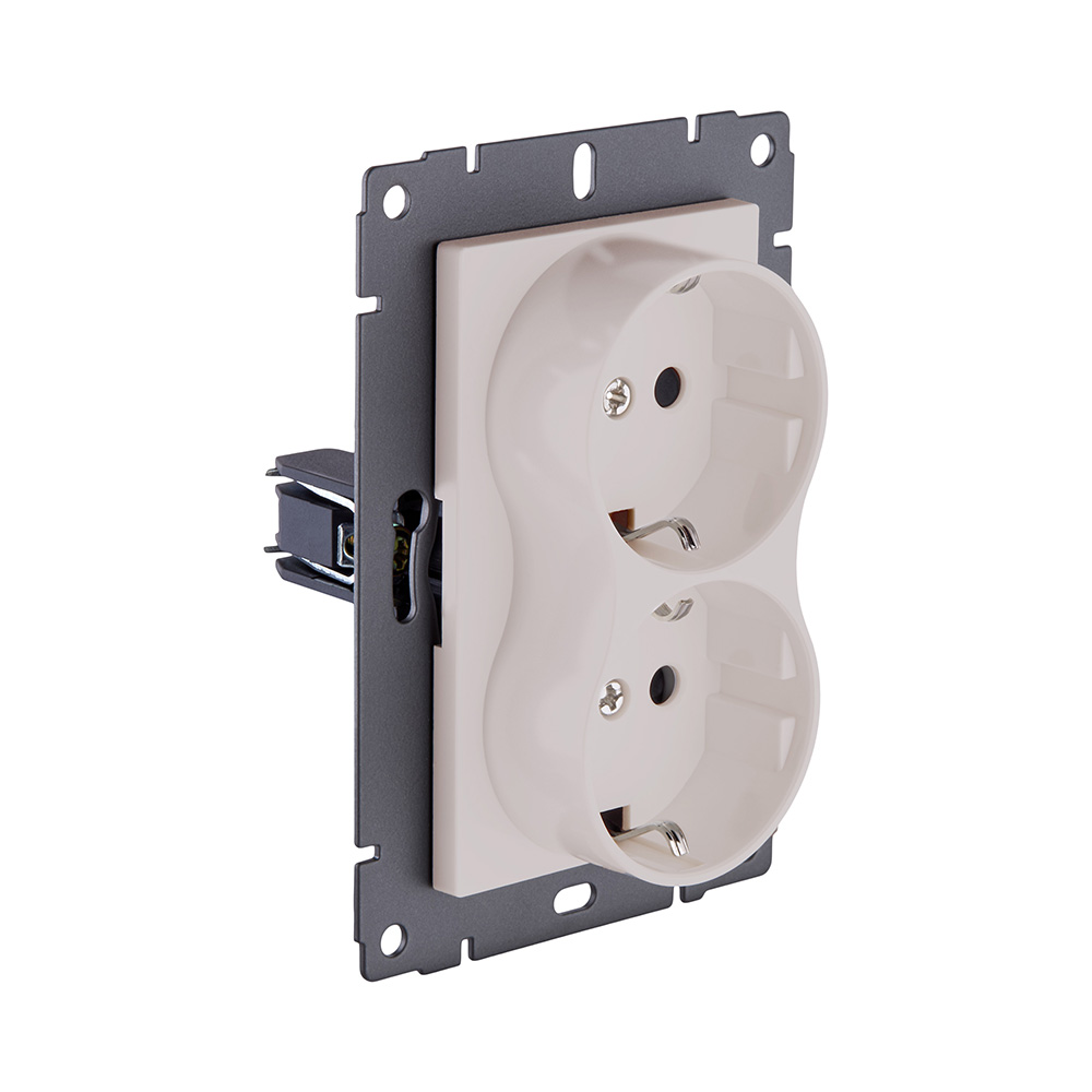 Розетка штепсельная SCHUKO двойная 16A/250 В, кашемир матовый Kollinger REA-032CM для Aspekt, Eleganz, Reflex в Санкт-Петербурге