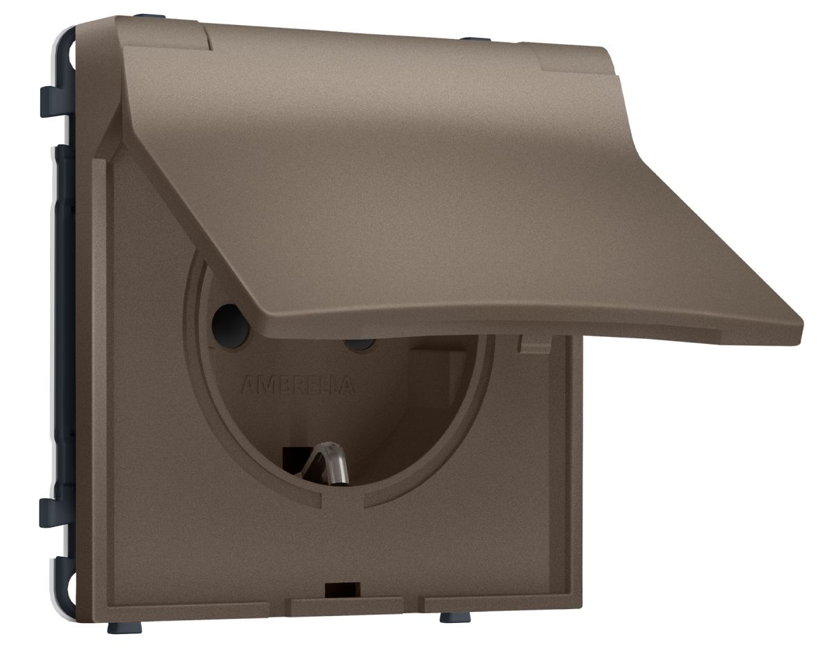 Комплект механизма электрической розетки SIGMA Темная бронза матовый 50Hz 2P+E с/з с/ш и крышкой IP44 16A-250V QUANT PRO Ambrella Volt MS638010 (SP6380, PR141) в #REGION_NAME_DECLINE_PP#