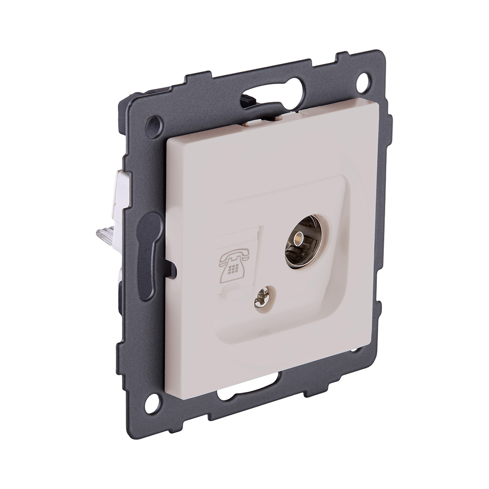 Розетка двойная TV (мама) + телефонная розетка RJ11, кашемир матовый Kollinger REA-013CM для Aspekt, Eleganz, Reflex в #REGION_NAME_DECLINE_PP#
