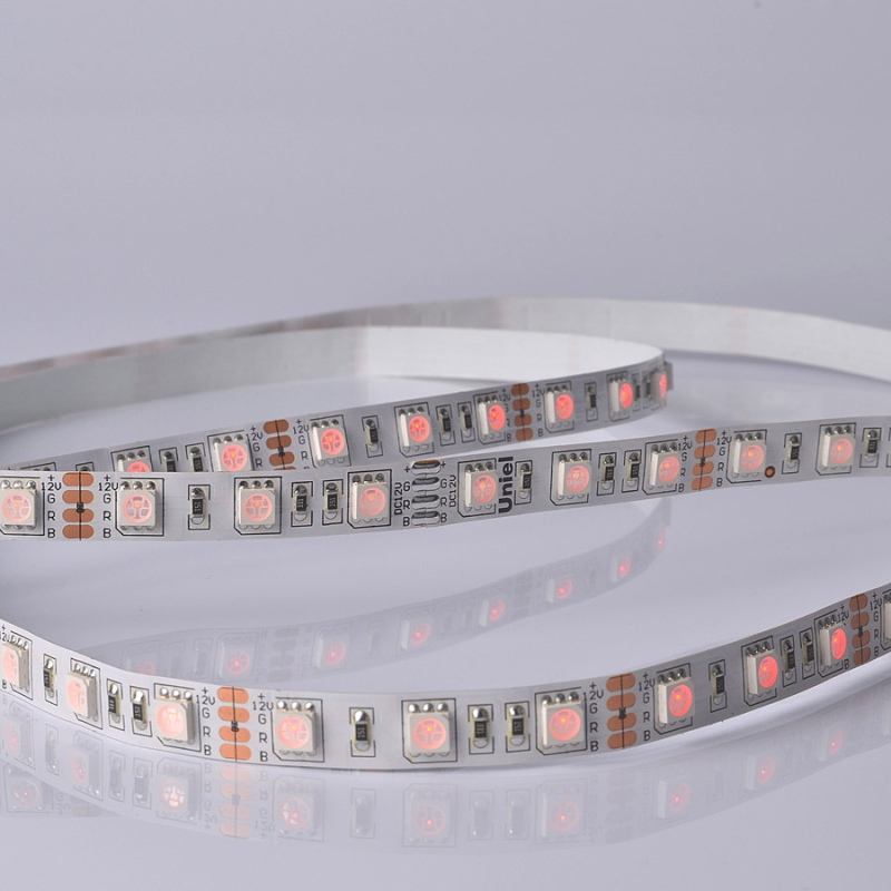 Светодиодная лента Uniel ULS-M25-5050-60LED/m-10mm-IP20-DC12V-14,4W/m-5M-RGB PROFI катушка в герметичной упаковке в Санкт-Петербурге