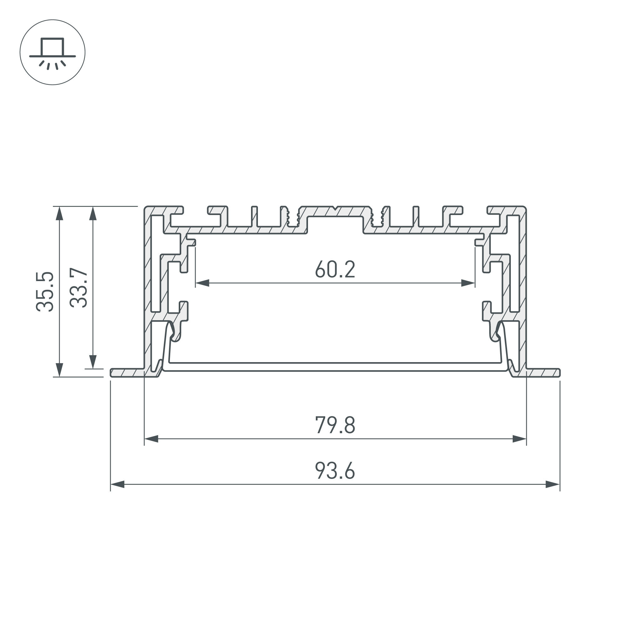 Алюминиевый профиль с экраном Arlight S2-Linia94-F-2500 Anod+Opal 021178(1) в Санкт-Петербурге