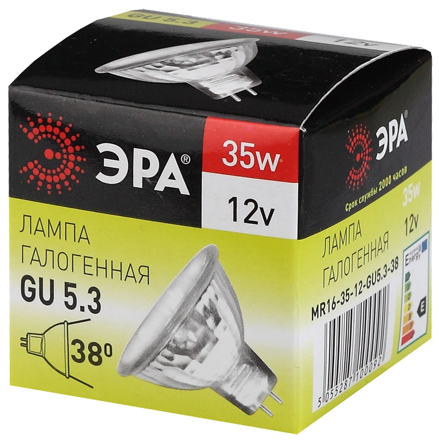 Лампа галогенная Эра GU5.3 35W 3000K GU5.3-MR16-35W-12V-CL C0027355 в Санкт-Петербурге