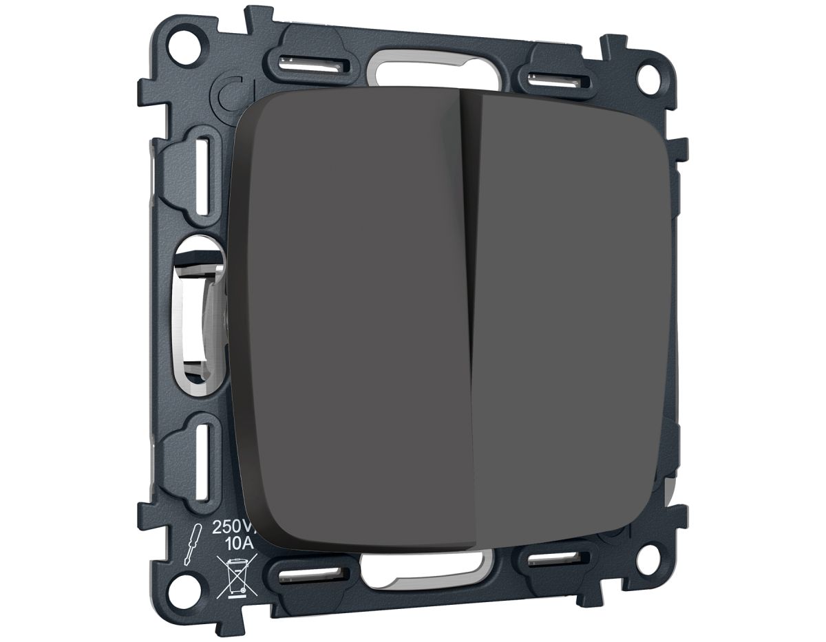 Комплект механизма 2-клавишного перекрестного выключателя Ambrella Volt 10A-250V OMEGA MO903030 Графит soft touch QUANT (OP9030, VM125) в Санкт-Петербурге