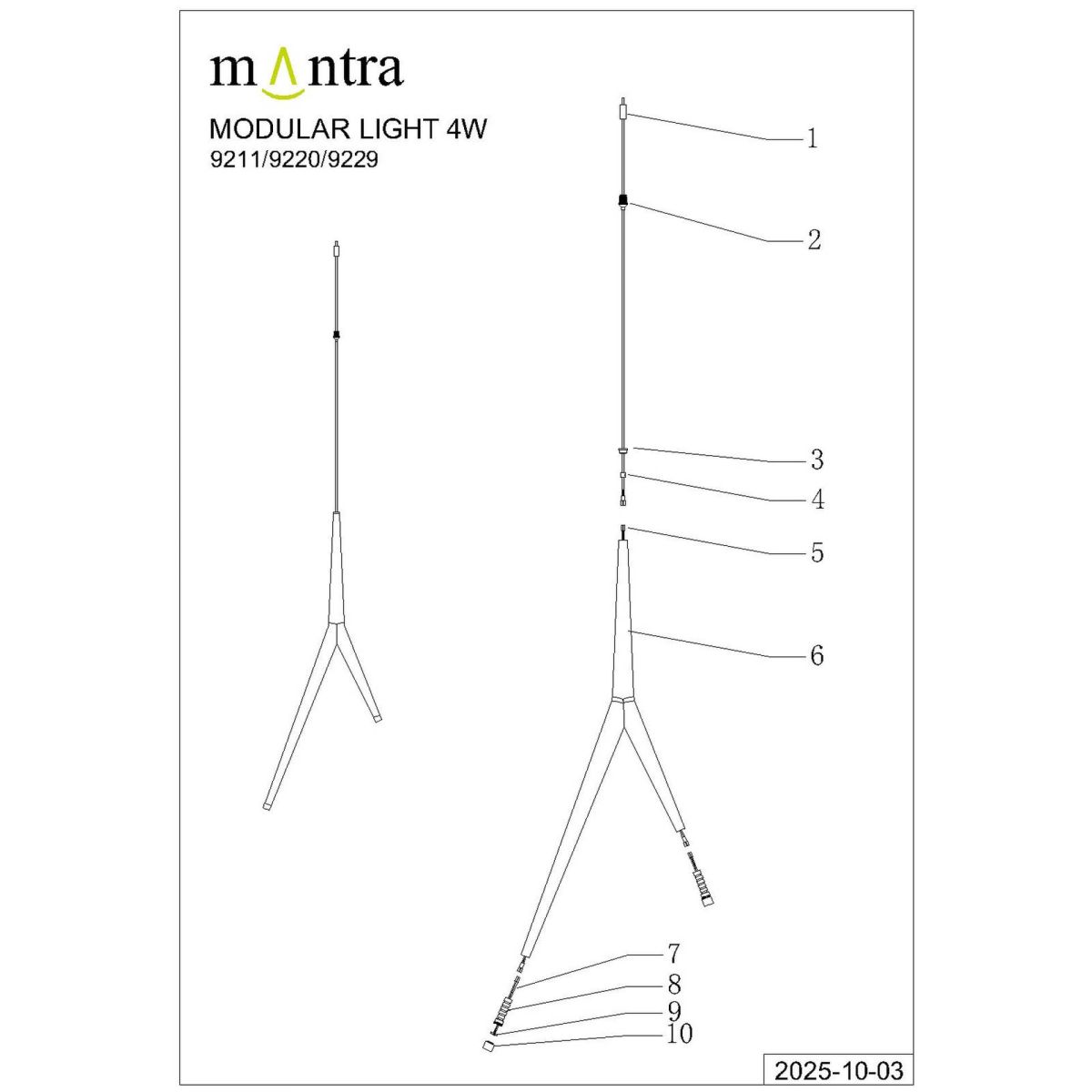 Подвесной модульный светильник без основания Mantra Arrecife 9211 в Санкт-Петербурге