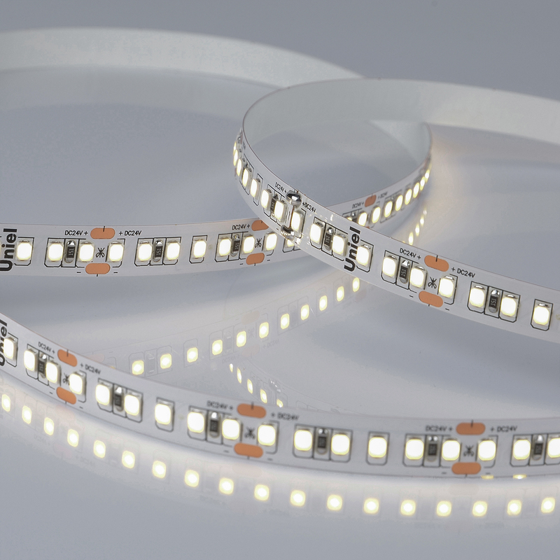 Светодиодная лента Uniel ULS-2835-168LED/m-10mm-IP20-DC24V-14W/m-5M-4000K катушка в герметичной упаковке в Санкт-Петербурге