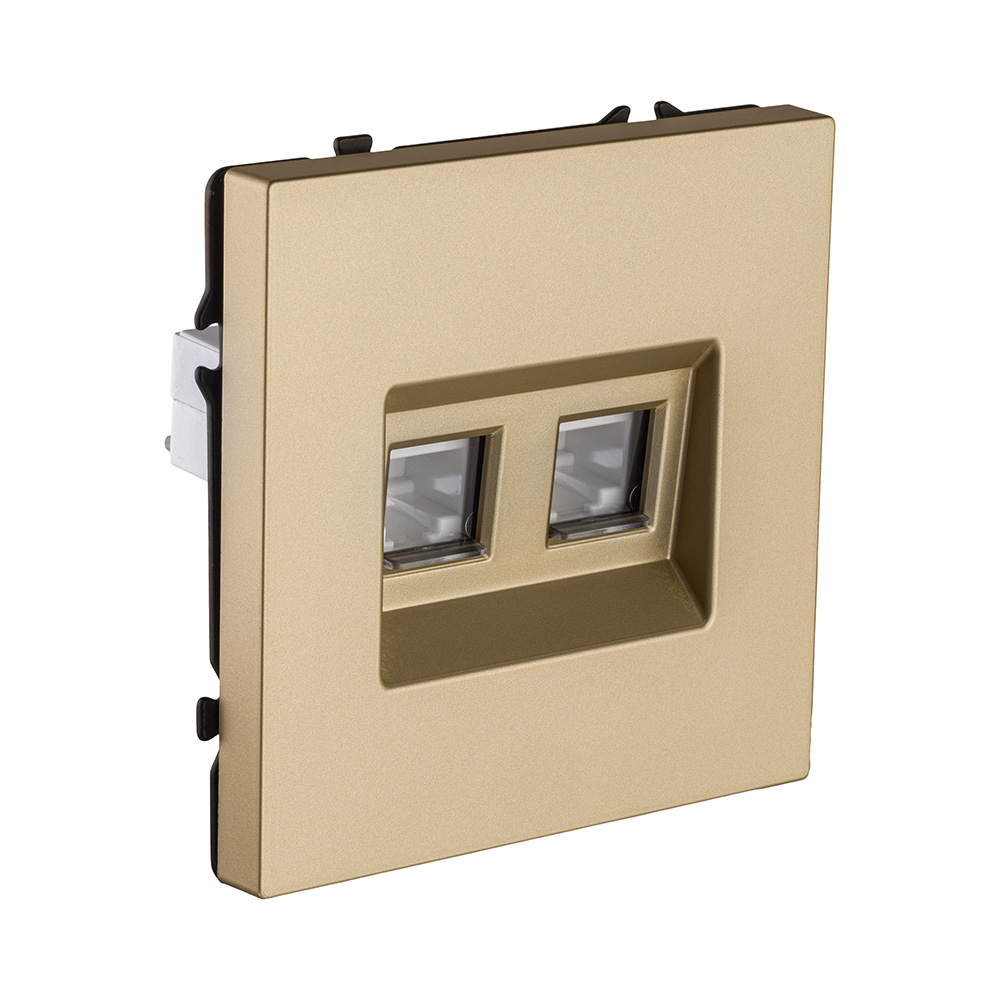 Розетка двойная Ethernet RJ45 Cat.6, золотой Kollinger Eclipse EC-018GD в #REGION_NAME_DECLINE_PP#